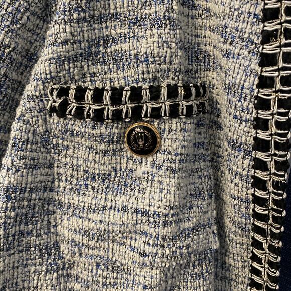 Lane Bryant Women's Plus Size 24 Silver Black Faux Tweed Open Front Crop Blazer - Picture 3 of 11